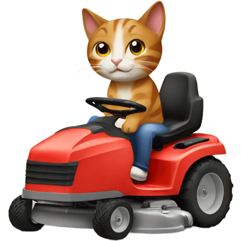 Cat riding lawnmower emoji