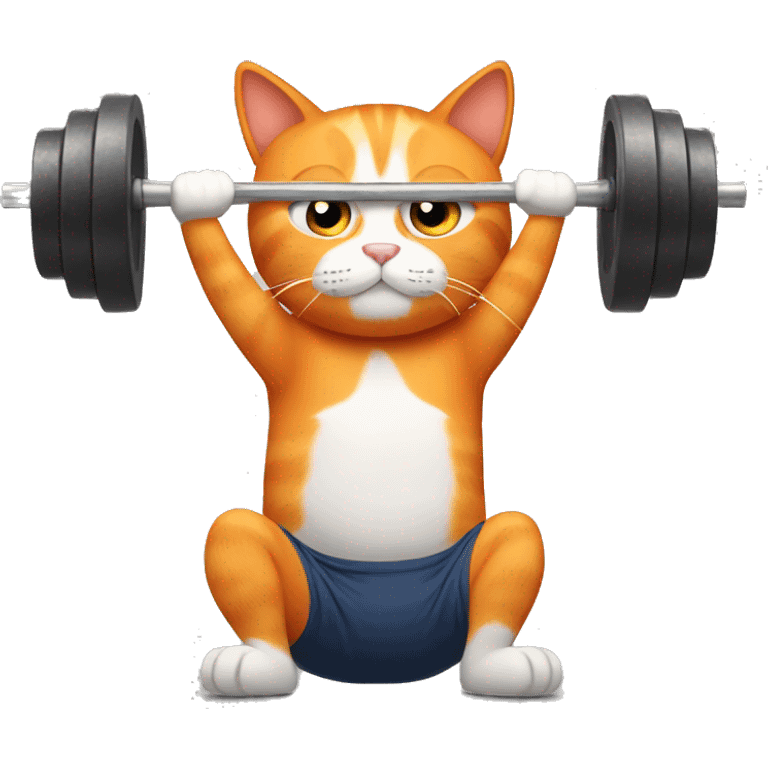 Orange cat lifting weights emoji