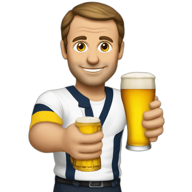 macron with a beer emoji