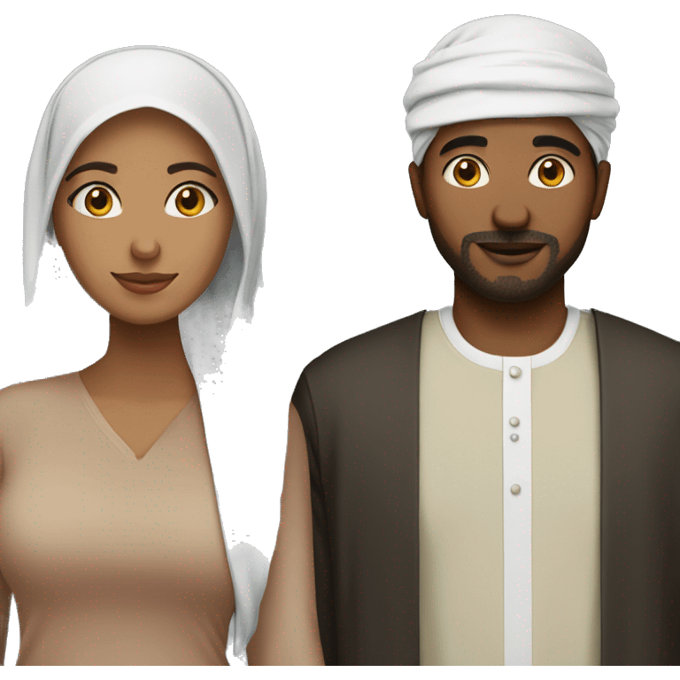 Black and Desi muslim couple opposite races emoji