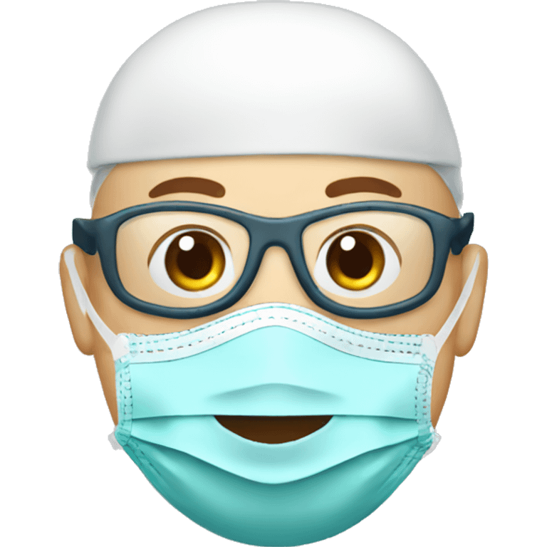 Bald male Nurse wearing face mask and goggles  giving thumbs up emoji