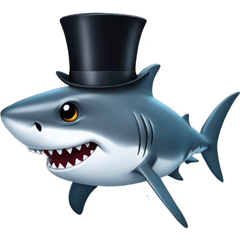 Shark with a top hat emoji