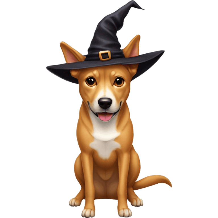 brown carolina dog with witch hat emoji