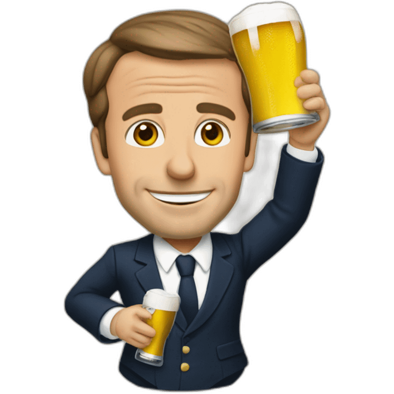 Macron qui boit une bière  emoji