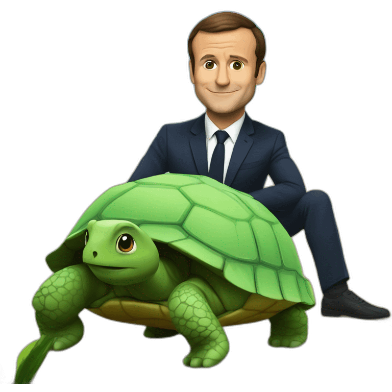 Macron sur tortue emoji