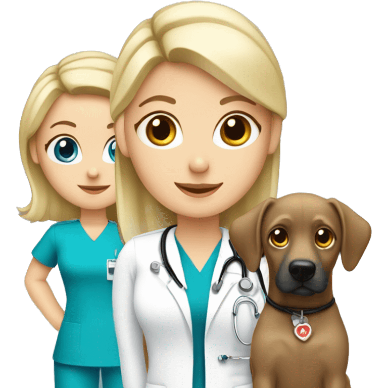 blonde nurse with blue eyes, with a wimaraner and black cat emoji