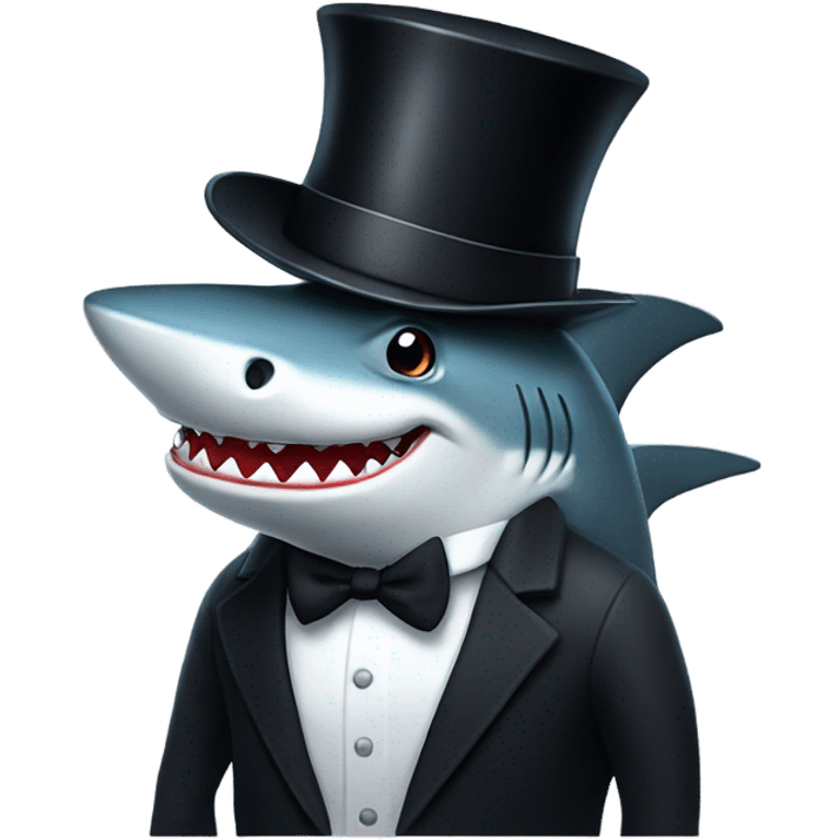 Shark with a top hat emoji