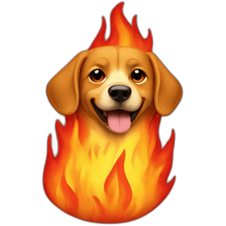 Everything is fine dog surrounded by fire emoji