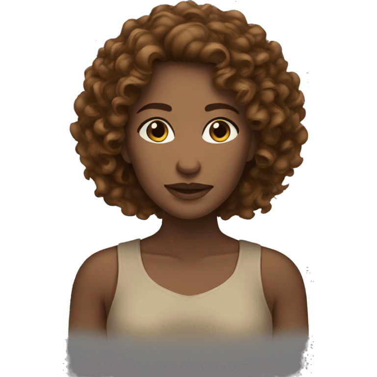 woman ligh brown skin long brunette curly  emoji