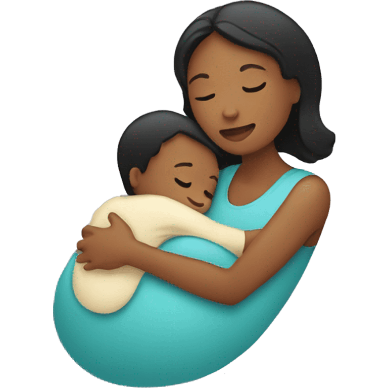 mother hugging newborn son icon emoji