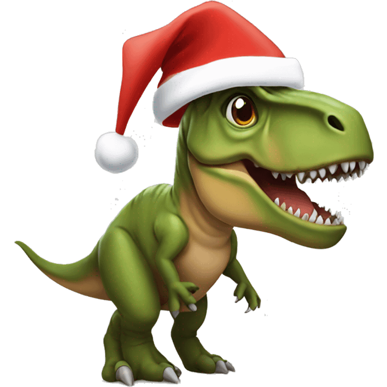 T-Rex with a Santa hat emoji