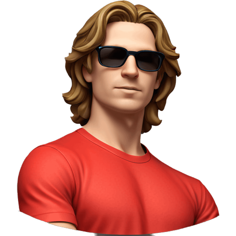 cool guy in red shirt emoji