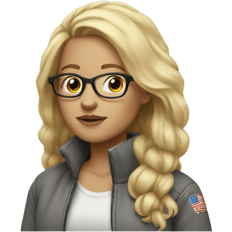 Blonde girl with glasses, and grey bomber jacket emoji