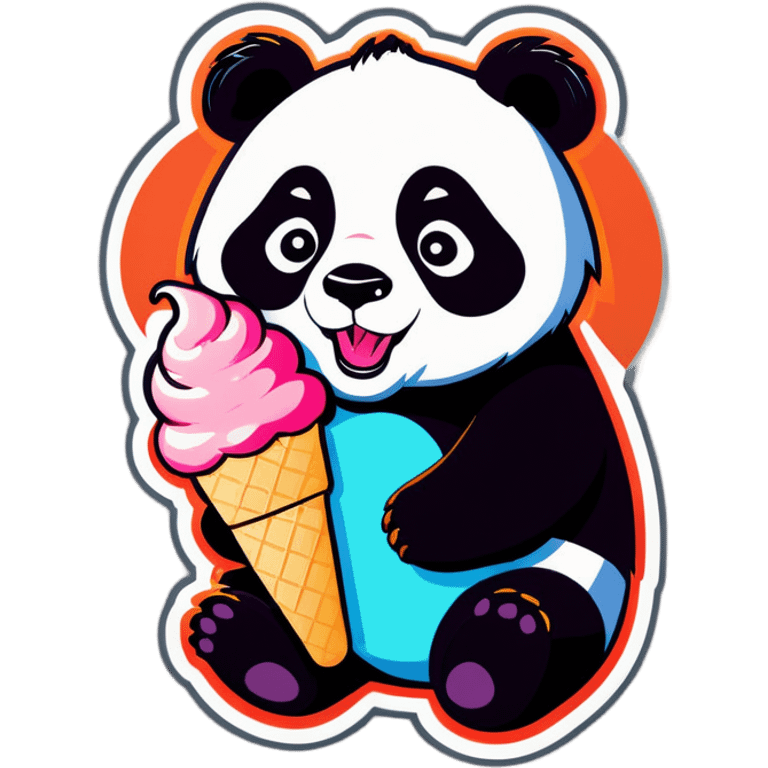 Panda eating ice cream emoji