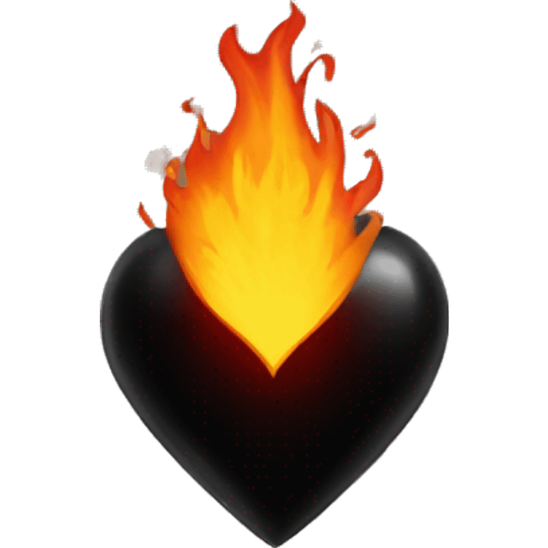 Black heart with fire behind emoji