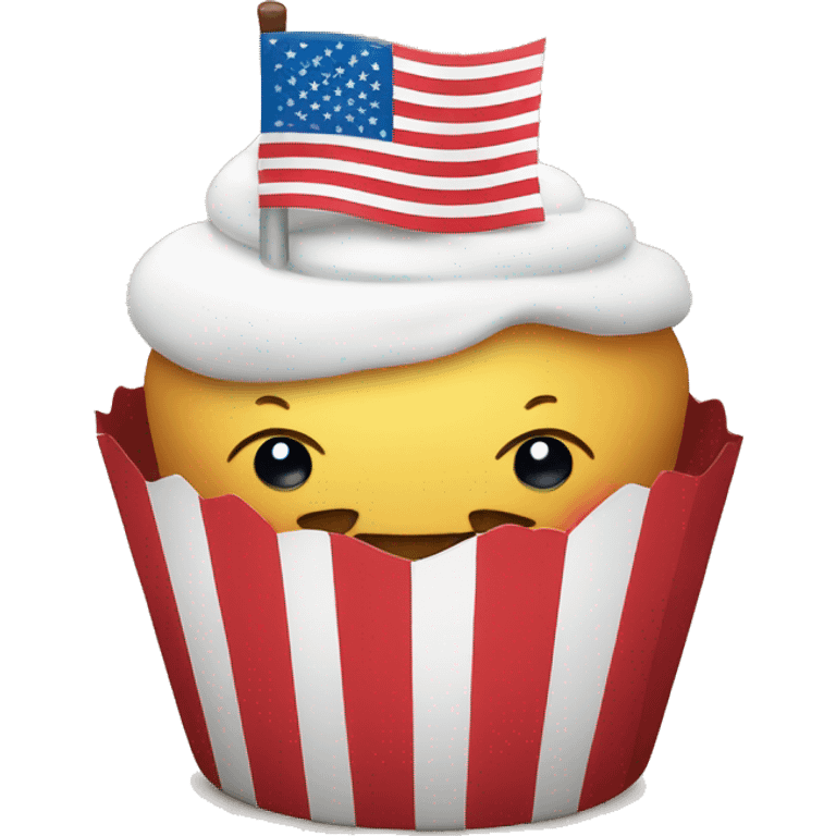 Happy cupcake with an American flag emoji