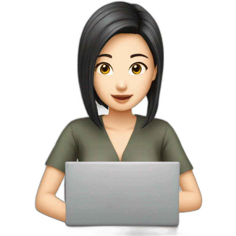 asia-girl-beautiful-typing-on-computer emoji