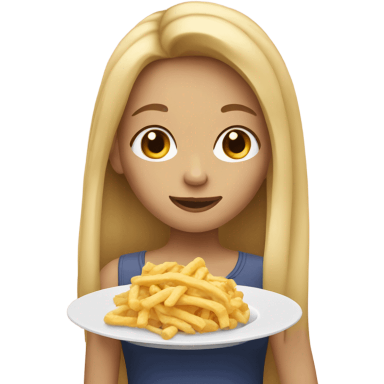  Blonde long hair girl eating emoji