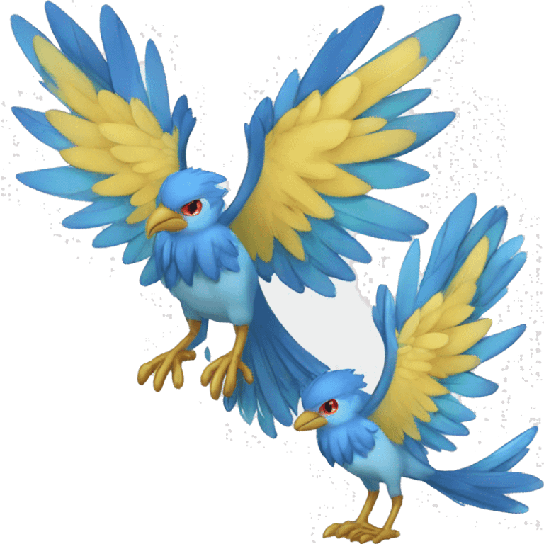 Edgy Fantasy legendary blue bird water-type-Hydro-Phoenix-avian Fakemon full body emoji