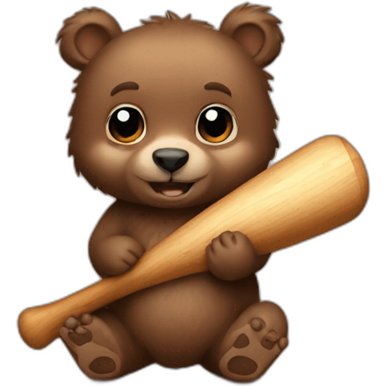 baby Grizzly holding a bat emoji