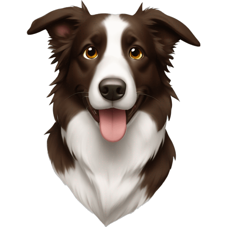 Brown and white border collie corazon emoji