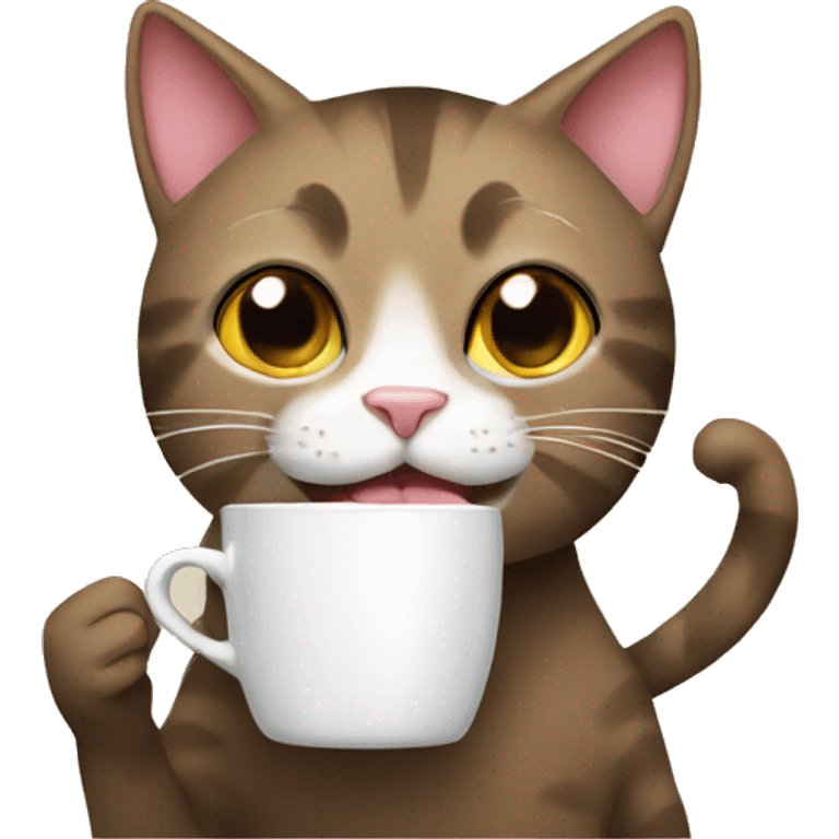 cat drinking coffee emoji