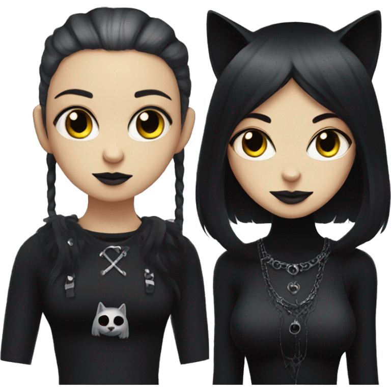 Black cat and goth girl emoji