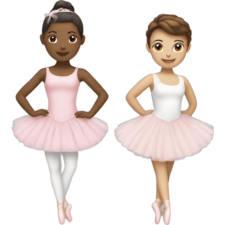 Two ballerina best friends one Hispanic and one white emoji