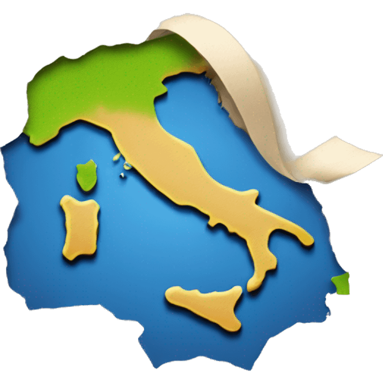 Create an emoji of a world tour, pointing the destination mark to ITALY  emoji