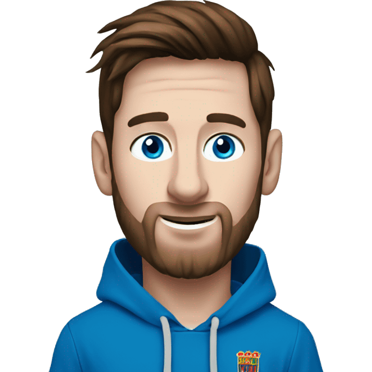 messi with a blue goat, blue eyes, puma hoodie  emoji