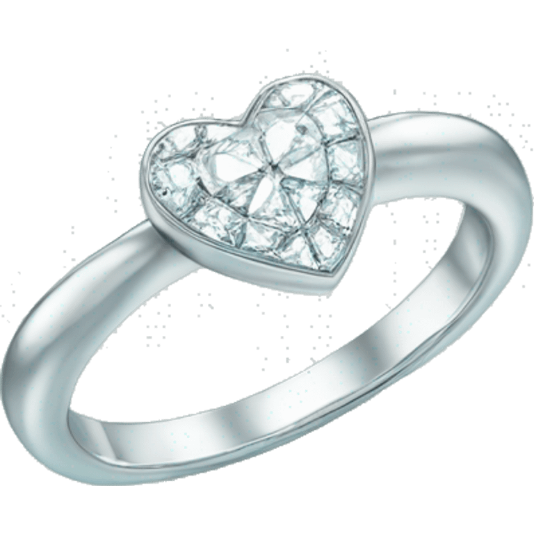 Silver ring with Tiffany diamond heart  emoji