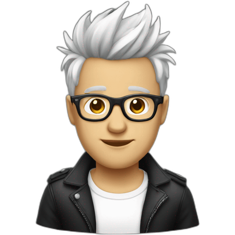 a guy with white coloured spectacles,black coloured Fauxhawk hairstyle emoji