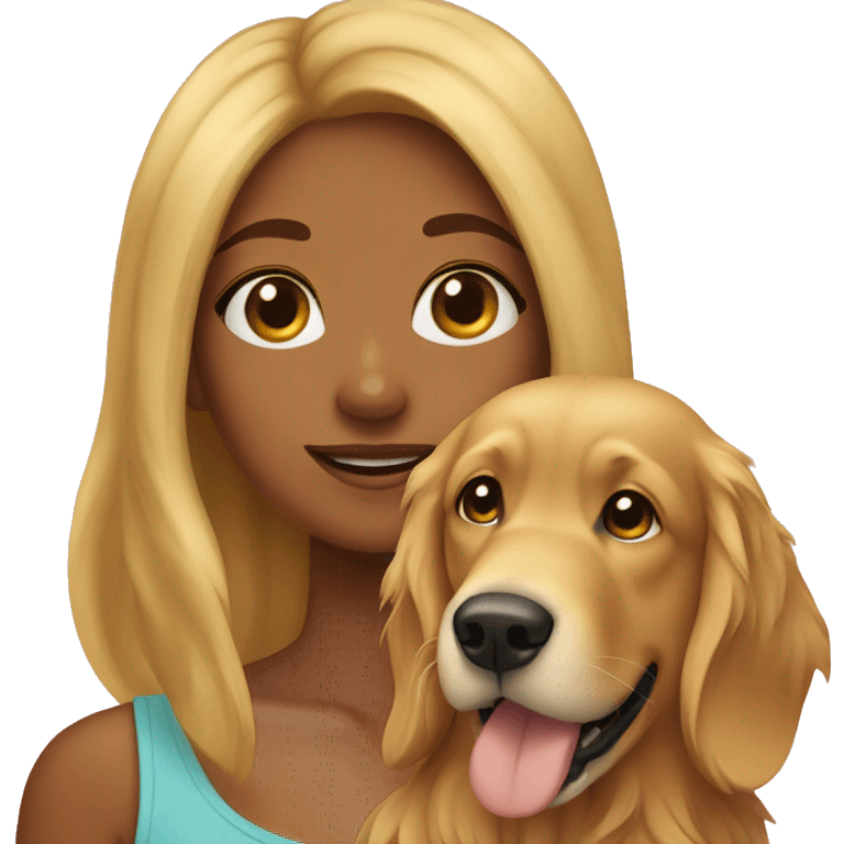 Tanned girl with golden retriever emoji