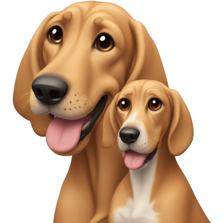 Coonhound and blonde girl hugging emoji