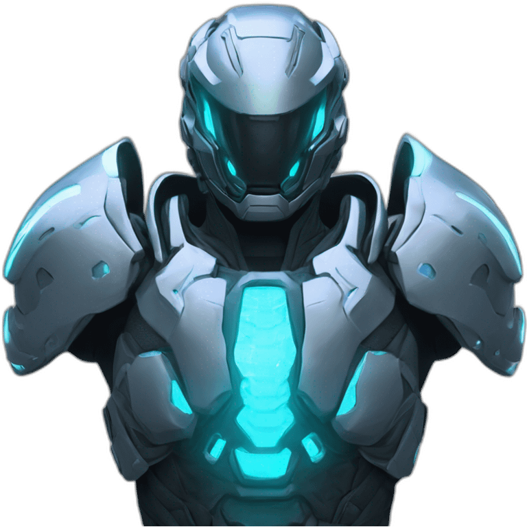 futuristic armored Omega Energy breastplate radiating omega energy emoji