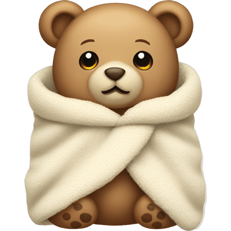  cute teddy bear cozy in vanilla blanket emoji