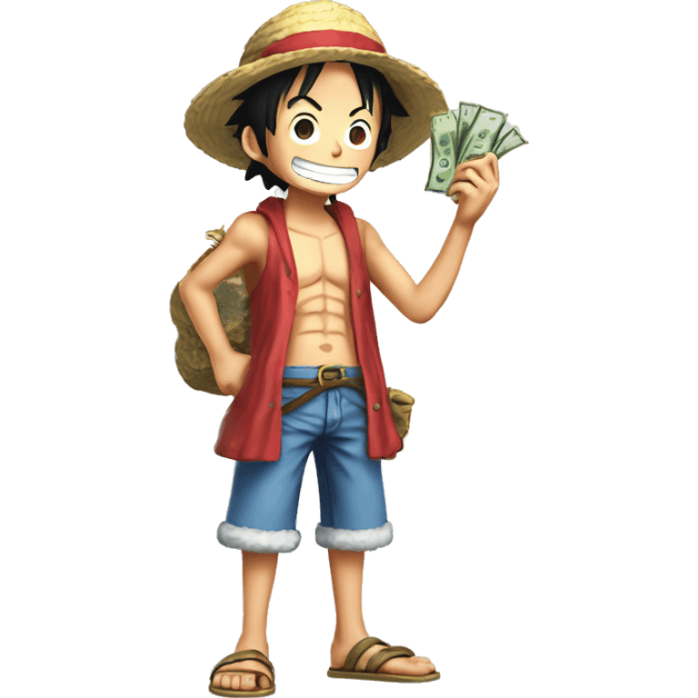 One Piece Ruffy with money in his hand emoji