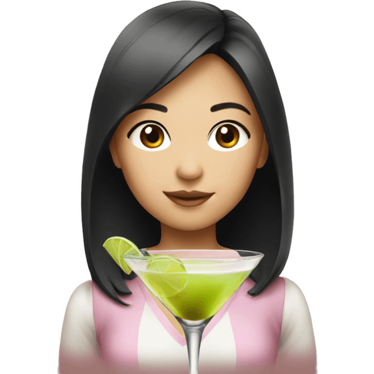 Pretty Asian girl drinking martini  emoji