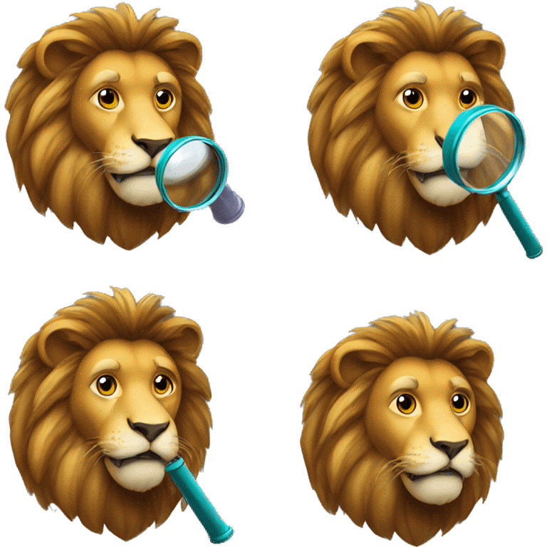 lion inspector with magnifying glass in different colours emoji