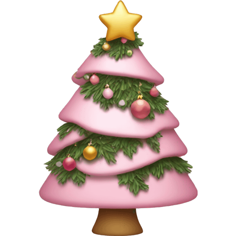 Light pink Christmas tree with decorations emoji