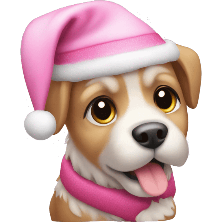 Pink Christmas Santa puppy  emoji