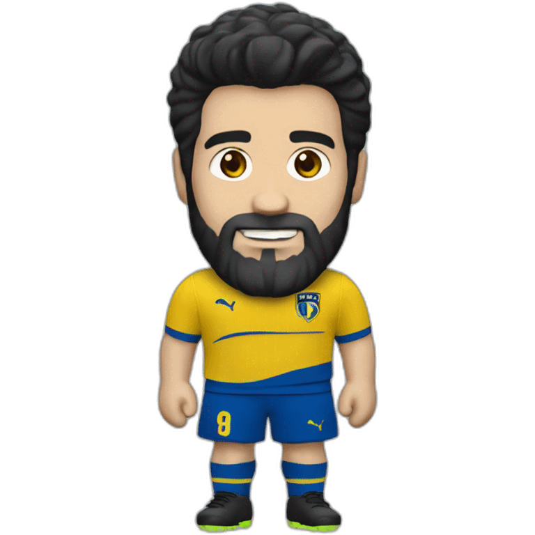 Caucassian black hair and beard. Boca juniors jersey emoji