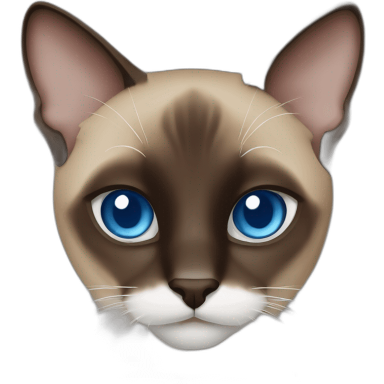 Medium brown and black siamese Cat with blue eyes and white chin emoji