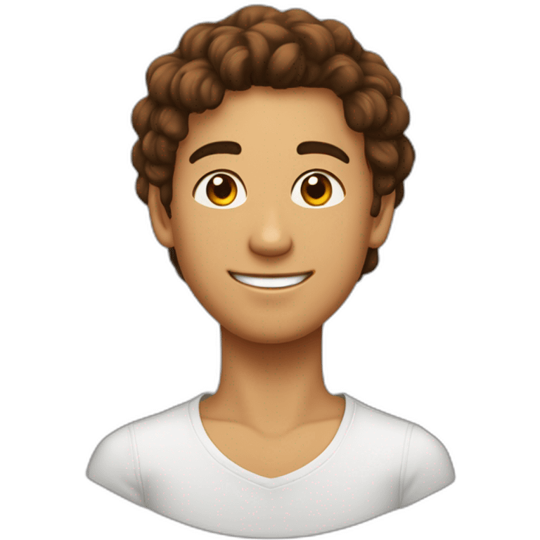 Un jeune homme avec des cheveux marrons, des lunnettes de soleil noires une chaîne autour du cou emoji