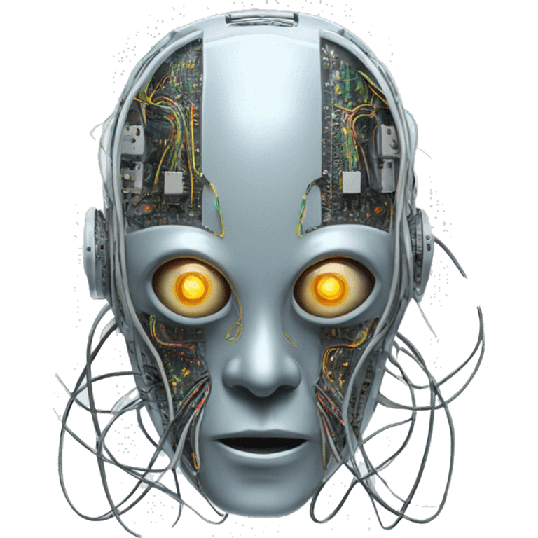 Alien robot head with wires and circuits emoji