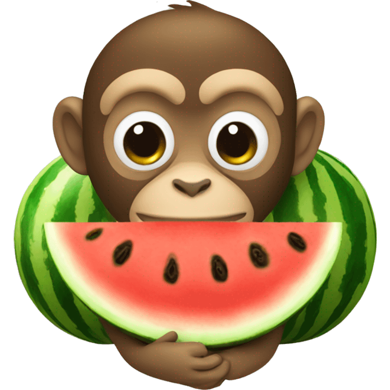 monkey with watermelon emoji