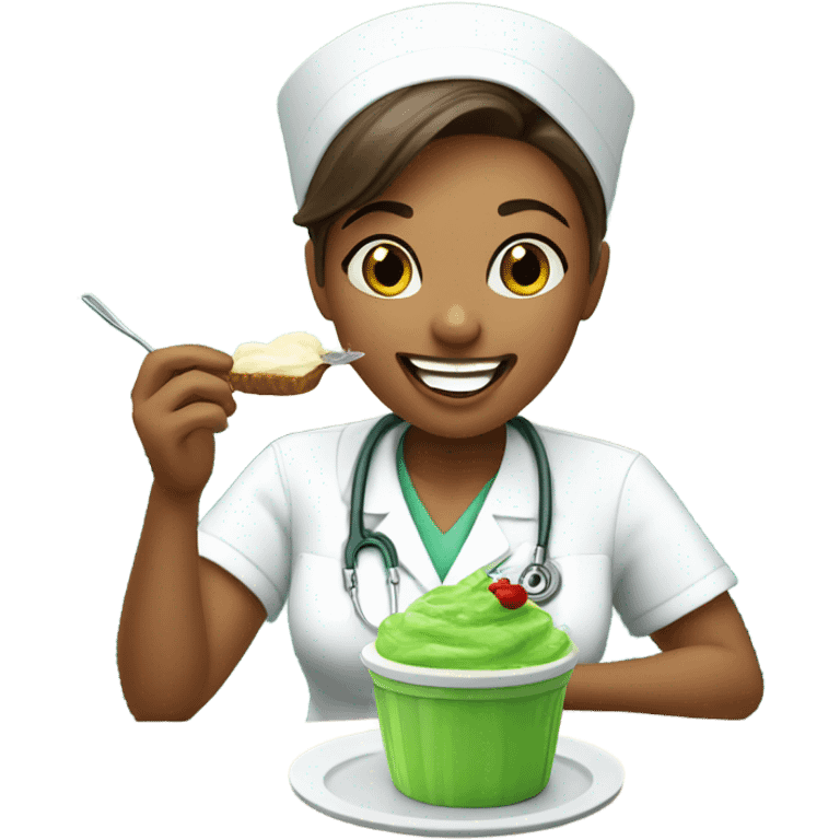 Nurse eating sweet green  emoji