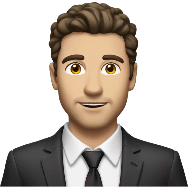 Hot Caucasian brunette guy in suite emoji