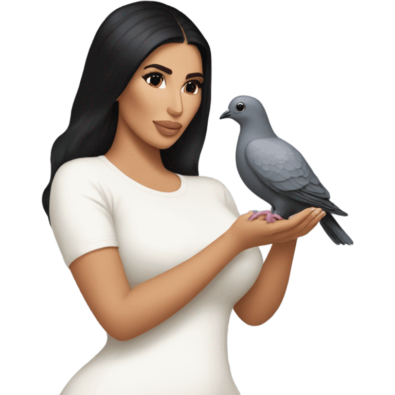 Kim Kardashian holding a pigeon  emoji