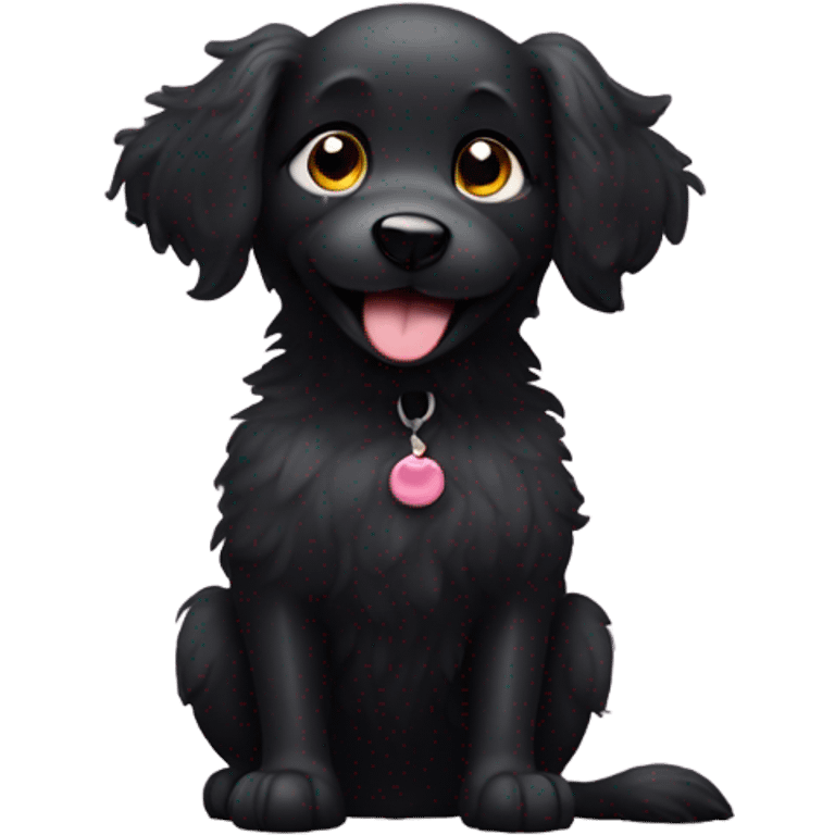 cute black dog waving its paw emoji